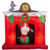 Santa Coming Down the Chimney Scene Christmas Inflatable